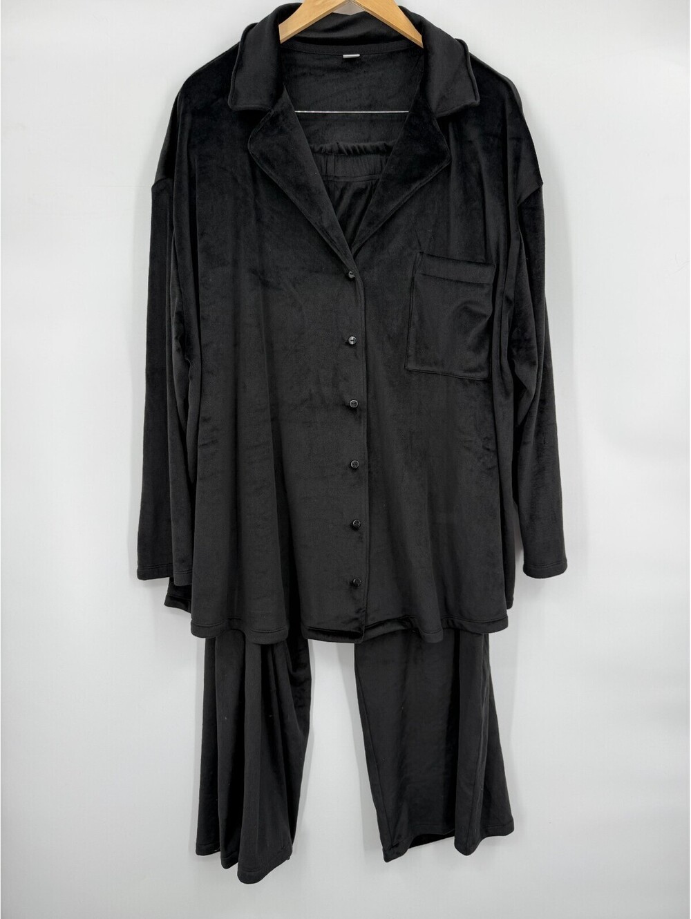 Old Navy O.N.L.Y. Womens Velour LS Top Pajama Set Black Jack 834928-03 Size 3X